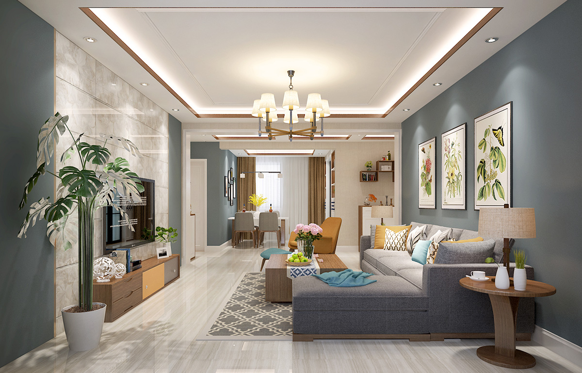 鳴湖半島132平米現代簡約風格裝修效果圖