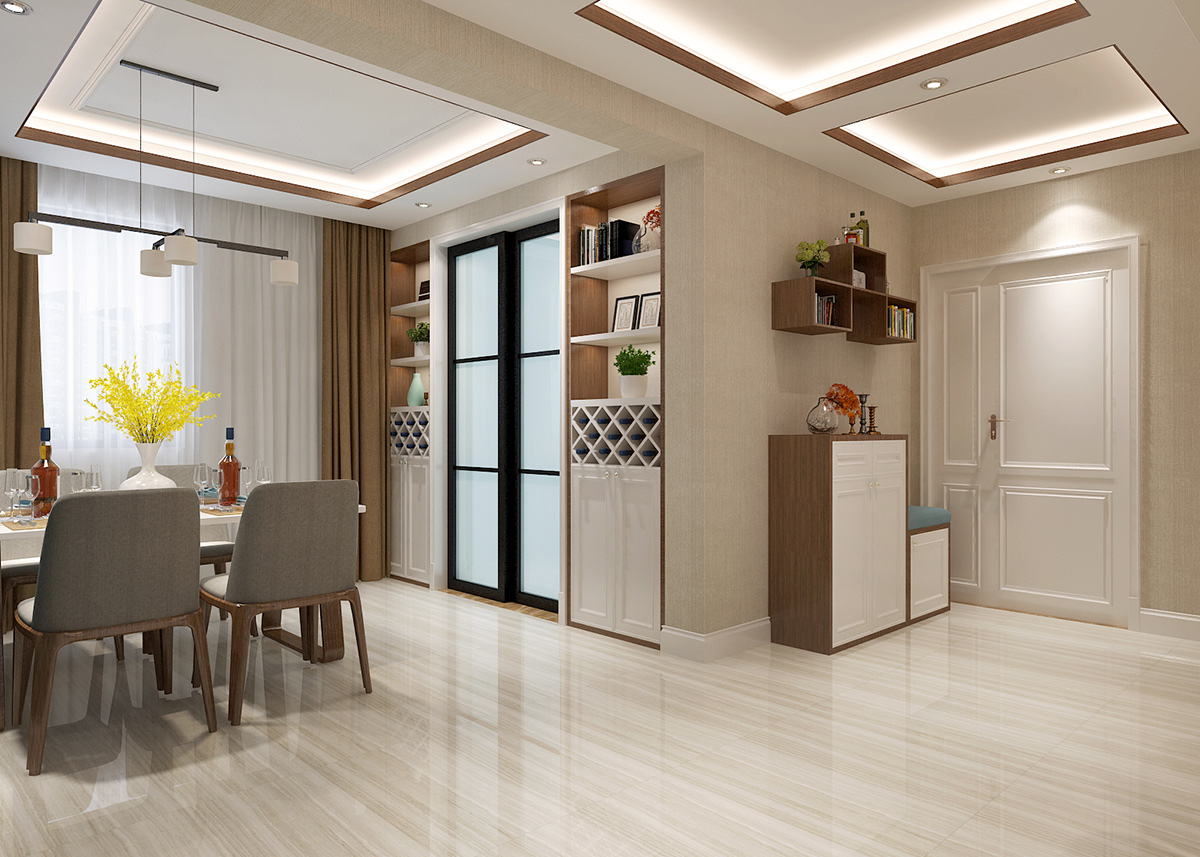 鳴湖半島132平米現代簡約風格裝修效果圖